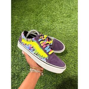 Vans Old Skool Tie Dye Multi Color Purple Suede Low Top Sneakers Women’s size 9